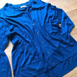 Button Up Cardigan with Silver Thread Details